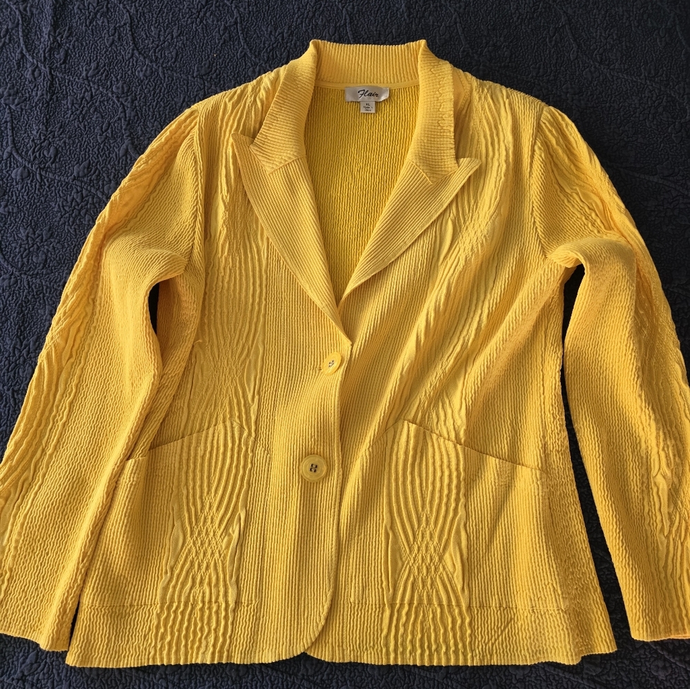 Bright Yellow Textured Women's Blazer - XL